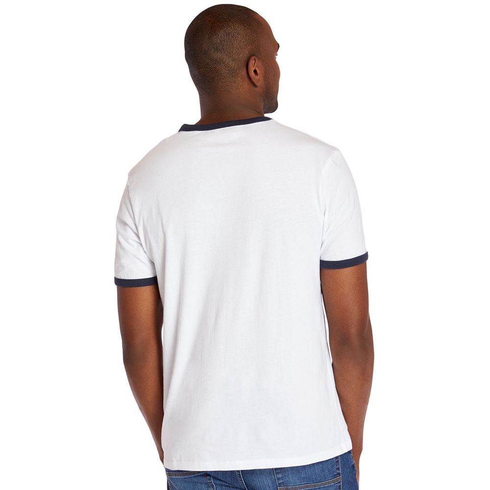 Camisetas Timberland Hombre Tree Logo Ringer Blancas - Chile QCZ-623597